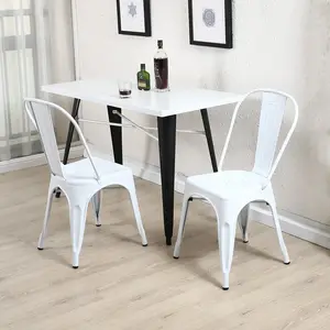 Free Sample Dining Frame Modern Dinning Outdoor Wholesale Restaurant Navy White Mesh Cross Back Metal Chair With Metal Legs
