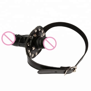 Unisex Orale Sex Zwarte Pure Siliconen Bondage Harnas Mond Gag Bdsm Fetish Slaaf Hoofdsteunen Riem Realistische Penis