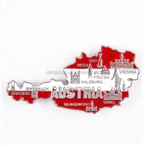 Popular Austria Souvenir Gifts Home Decoration and Collection Metal Fridge Magnet Customized Enamel Map Shape Magnet