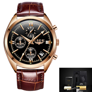 Orologio al Quarzo di Lusso LG9853 per <span class=keywords><strong>Uomo</strong></span>, <span class=keywords><strong>Cinturino</strong></span> in Vera <span class=keywords><strong>Pelle</strong></span>, Cronografo Sportivo Resistente all'Acqua con Quadrante a Lancette - Product Image 2