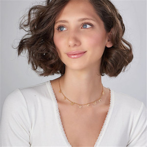 Tarnish Free Personalized Custom Name Statement Stainless Steel Link Chain <strong>Necklace</strong> Gold Plated <strong>Initial</strong> Letter <strong>Charm</strong> <strong>Necklace</strong> - Product Image 2