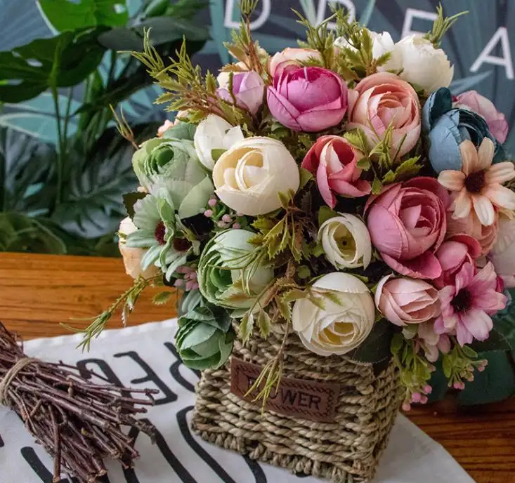 Factory wholesale wedding decoration romantic gift artificial flower artificial flowers set in pot