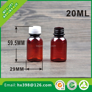2016 Nueva 20 ml Medicina pequeño Marrón Botellas De Plástico con tapas, ronda de Botella de PET Ámbar Jarabe Para La <span class=keywords><strong>Tos</strong></span> - Product Image 1