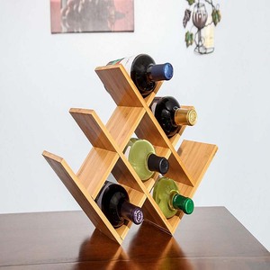 Elegante encimera moderna para el hogar, estante para vino, forma de mariposa, madera de bambú, 8 botellas, estante de almacenamiento para mesa - Product Image 3