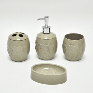 Juego completo de decoración de baño de poliresina de mármol ovalado - Product Image 6