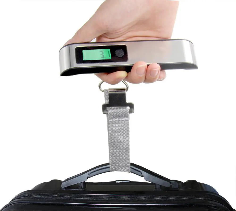 J&R Wholesale Custom Logo Light Hold Indication Portable 50kg Weighing Stainless Steel Handheld Digital Travel Scale