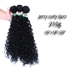 Jerry <span class=keywords><strong>ricci</strong></span> di alta temperatura in fibra di 3 pacchi per pacchetto sintetico tessuto dei <span class=keywords><strong>capelli</strong></span> <span class=keywords><strong>capelli</strong></span> sintetici di estensioni dei <span class=keywords><strong>capelli</strong></span> per le donne - Product Image 2