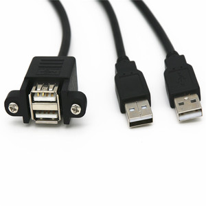 高速伝送USB2.0デュアルメスポートパネルマウントからデュアルタイプA延長ケーブル - Product Image 2