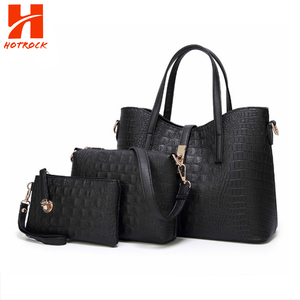 กระเป๋าหนังจระเข้ <span class=keywords><strong>Croc</strong></span> Pu แบบสะพายไหล่และกระเป๋าถือแบบหูหิ้ว ชุด 3 ชิ้นใน 1 ชุด กระเป๋าถือดีไซน์เนอร์สำหรับผู้หญิง - Product Image 4