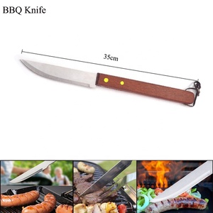 Top Class Dụng Cụ Nướng BBQ Dao Và Ngã Ba Set Nướng Thép Không Gỉ Thịt Nướng Dao Bbq Dĩa Và Tay Cầm Bằng Gỗ - Product Image 4