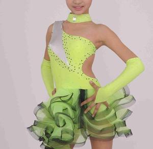 B000004 Costume da Ballo Latino e da Sala per Bambina Abito da Danza per Competizioni e Spettacolo - Product Image 1