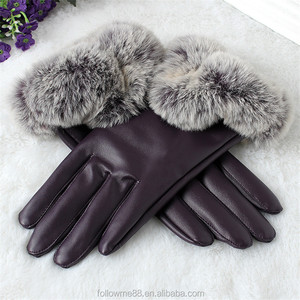 Gants en fausse fourrure pour femmes, gants en <span class=keywords><strong>cuir</strong></span> chauds pour l'hiver - Product Image 5