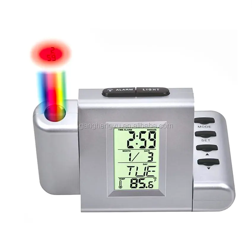 Battery Powered Digital Calendar LED Light Projection Alarm Clock