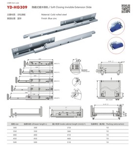 Trilho telescópico ajustável, suporte lateral, invisível, com fechamento macio, para gavetas/canais telescópicas/deslizante/gaveta fgv - Product Image 2