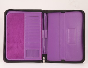 Custom <strong>A4</strong> A5 Leather Business Credit ID Card Name Card Holder Case <strong>Wallet</strong> Zipped Room Key Ring Holder - Product Image 1