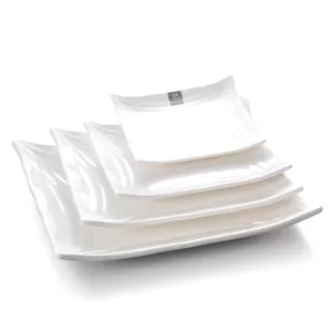 Уникальные плоские белые квадратные тарелки Jamie из меламина на заказ для ресторанов