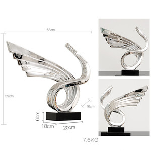 Grado superior calidad interior tallada a mano brillante Electrosilvering alas abstracto arte escultura - Product Image 6