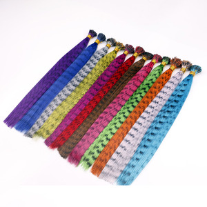 Strisce colorate Legato Dei Capelli Delle Donne di Estensione Lungo Rettilineo Sintetica Dei Capelli per capelli di Origine Animale - Product Image 2