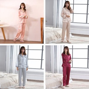 Bordado pijamas mujeres Pijama <span class=keywords><strong>Mujer</strong></span> De Seda Piyama Satén De Seda De la <span class=keywords><strong>mujer</strong></span> ropa De dormir pijama De <span class=keywords><strong>Mujer</strong></span> conjunto De dos piezas De los diseñadores De Pijama - Product Image 6