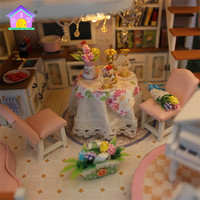 Hongda 13846 Sweet Worlds Mini maison de poupée 3d fait à la main bricolage maison de poupée en bois Miniature maison de poupée Kit pour les filles