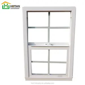 热销Ventanas UPVC单挂窗格栅设计带钢化玻璃的白色乙烯基窗