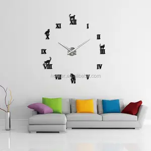 Produk baru quartz jam mode 3d nyata besar jam dinding akrilik stiker diy jam dinding desain modern