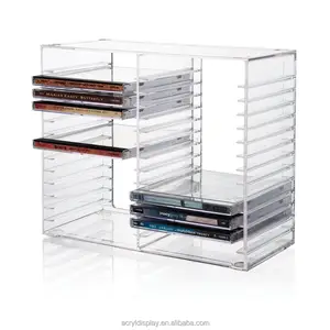 Factory Customized Stackable Clear Acrylic CD Case/shelf/Holder/stand for holding 30 standard CD jewel cases