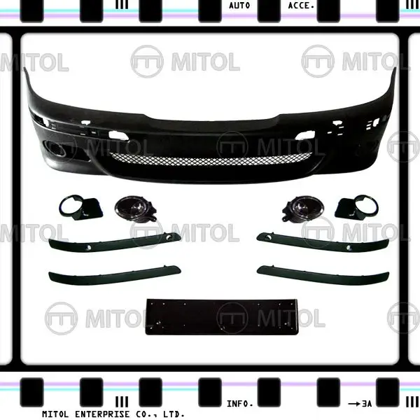 For BMW E39 Front Bumper (M5 Look) W/Pla. Mesh W/HL Washer hole W/ Fog Car Body Kits