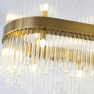 Lustre linéaire moderne de luxe en cristal, luminaire suspendu LED doré <span class=keywords><strong>pour</strong></span> salle à manger, îlot de cuisine, hôtel, éclairage de <span class=keywords><strong>plafond</strong></span> - Product Image 6