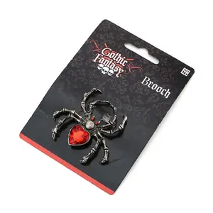 Women's Gothic Fantasy Brooch Gun Black Rhinestone Spider with Pins Clothes Accessories for Halloween and Gifts