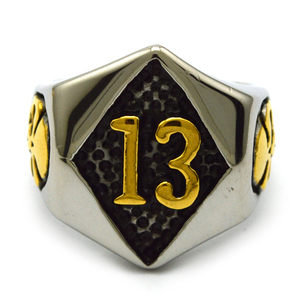 Titanium Skull Silver Mold Gold Number 13 Cheap Biker Jewelry Stainless Steel Biker Ring For Fashion
