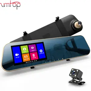 Zimtop carcam hd 4.3 inch full hd 1080p 720p vehicle blackbox dual cameras rearview mirror car dvr