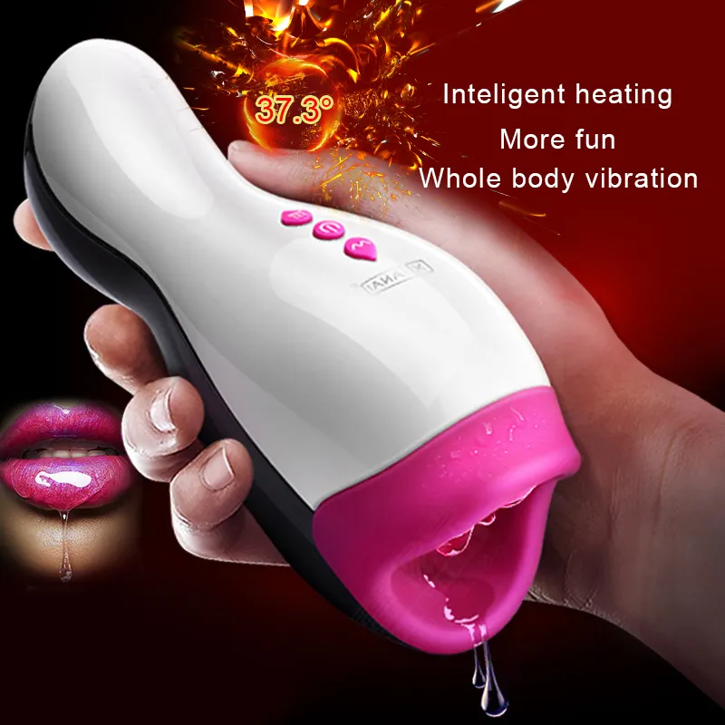 Intelligent Heating and sound Massage penis Masturbator Cup Realistic oral Sex Machine Male Licking
