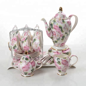 <span class=keywords><strong>Set</strong></span> <span class=keywords><strong>da</strong></span> Tè in Porcellana Fine Bone China con Design Personalizzato Reale a Fiori Rosa, <span class=keywords><strong>Set</strong></span> <span class=keywords><strong>da</strong></span> Caffè in Porcellana <span class=keywords><strong>Inglese</strong></span> - Product Image 4