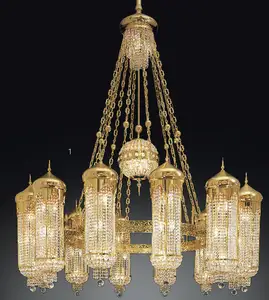 经典风格金色大水晶伊斯坦布尔脚凳吊灯照明教堂酒店装饰水晶金色吊灯