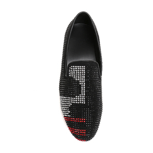 NX005 Zapatos de Vestir de Alta Calidad para Hombre, Zapatos de Diseñador de Moda con Cristales Negros, <span class=keywords><strong>Mocasines</strong></span> Planos con Tachuelas, Zapatos Casuales con Suela Roja para Hombre - Product Image 2