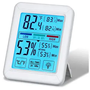 卸売 湿度計湿度センサ記録可能-J & Rタッチスクリーン屋内デジタルルーム湿度温度計センサー付き湿度計-10〜70C