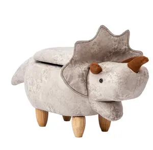 Cute dinosaur triceratops pet animal ottoman children toy furniture animal stool leather foot stool for living room