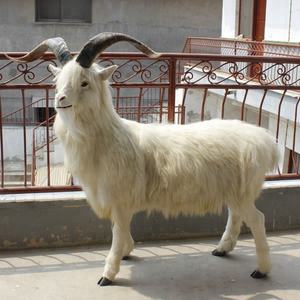 Decorazioni Realistiche per Negozi: Capra Artificiale Moderna con Grandi <span class=keywords><strong>Corna</strong></span> in Plastica, Pelliccia di Pecora Finta, Durevole e Fatta a Mano, Regalo per le Festività - Product Image 3