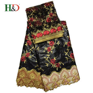 H & D caliente 5 del riche del Bazin 5yard 2 patio Guangzhou tela africana del bordado del cordón del algodón con buena calidad - Product Image 5