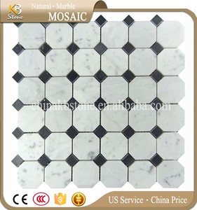 <span class=keywords><strong>Carrelage</strong></span> de mosaïque en marbre blanc, octogone de carsara, carreaux de salle de bains <span class=keywords><strong>et</strong></span> de sol à points noirs mélangés - Product Image 1