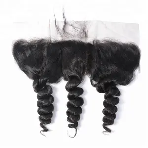 Pabrik Besar Stok Besar Kualitas Terbaik Gelombang Longgar 13X4 Renda Penutup Depan Garis Rambut Alami dengan Rambut Bayi