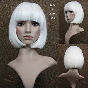 Peruca cosplay feminina, peruca de cabelo branco para mulheres negras