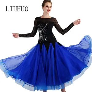 LIUHUOWholesale adulto estándar internacional de competencia Color azul salón de baile traje de la danza