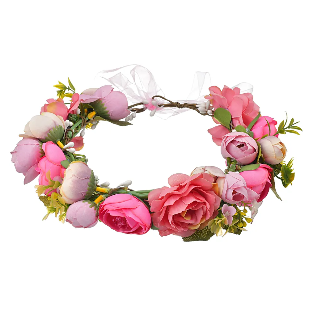 2019 Fashion Women Girl Boho Flower Floral Hairband Flower Headband Wreath Bride Wedding Crown