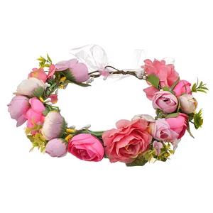 Couronne de bandeau Floral style Boho pour femme, couronne de mariée, accessoire de mariage, à la mode, 2019