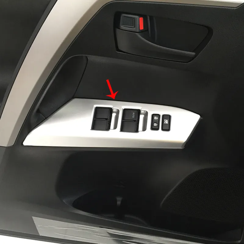 Foheel — autocollants ABS de voiture, 4 pièces, cadre de porte intérieure, panneau en verre, interrupteur de levage, pour Toyota RAV4 2016 2017 2018