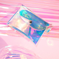 Hologramme magique 3D impression Laser Bling Pvc cils TPU plage cosmétiques pochette bouton maquillage sac