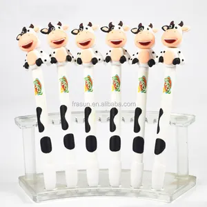 Wholesale promotional polymer clay cute milk cow animal top ballpoint pen