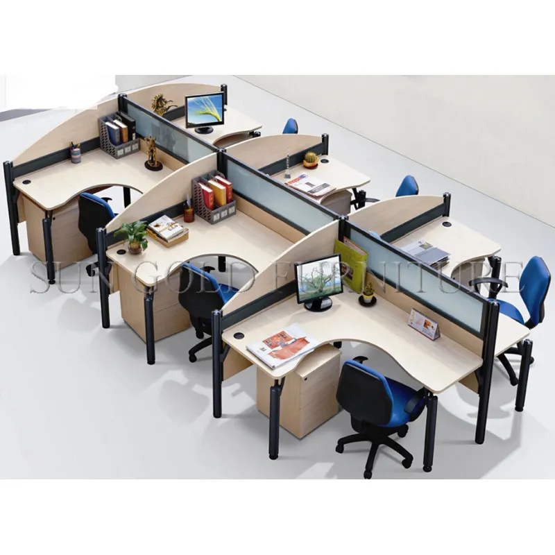 New Style Modern 6 People Office Used Open Wood Glass Workstation(SZ-WS915)